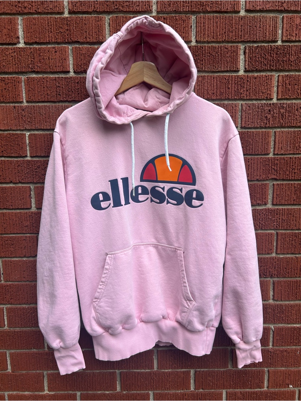 Ellesse Pink Logo Hoodie | Size Medium | Fleece Lined Pullover Sweatshirt